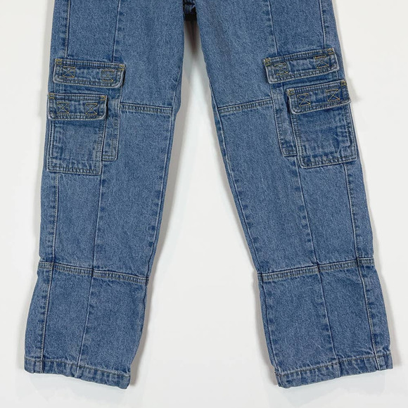 Lioness Cargo High Rise Straight Leg Jeans Medium Wash Women's Size Medium - Picture 4 of 7